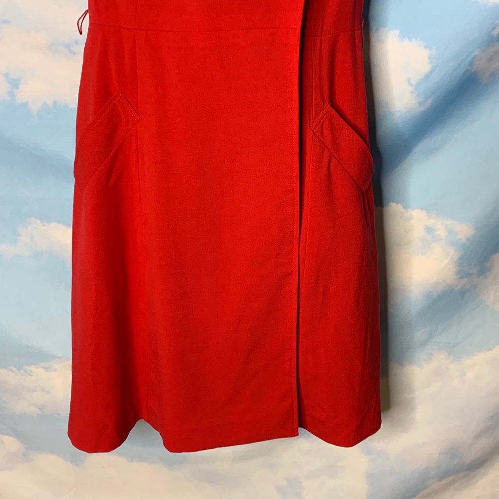 Sandra Darren- Red Button Up Wrap Around Dress 8 - image 6